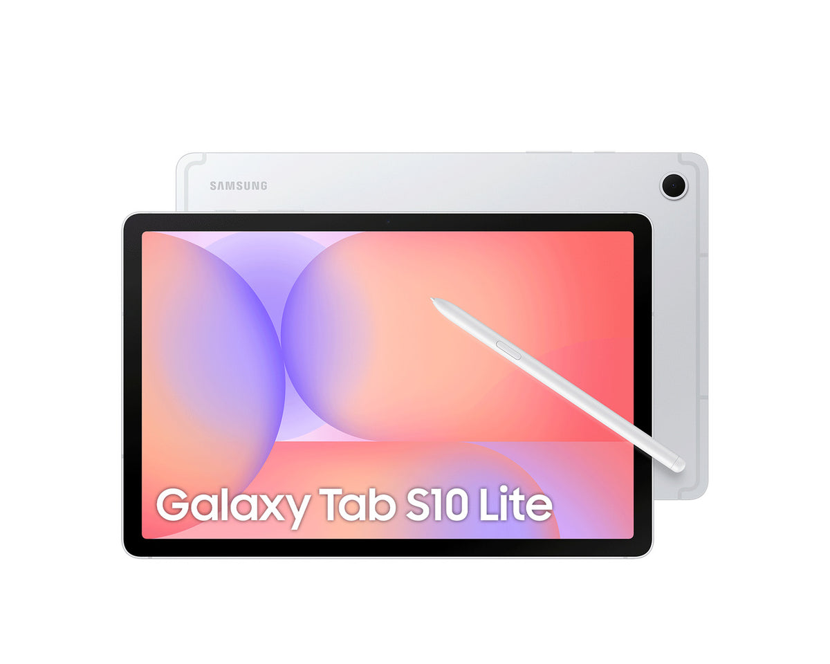samsung tab s10 lite, front back, silver color